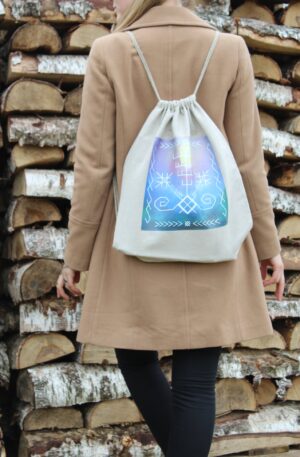 Lininė kuprinė - gyvybės medis