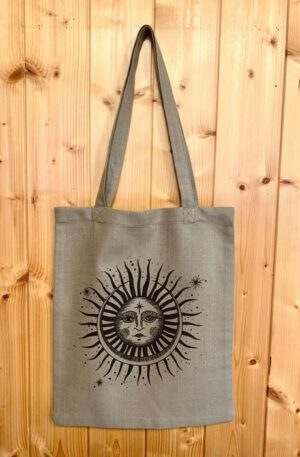 Lininis pirkinių krepšelis - juoda saulė